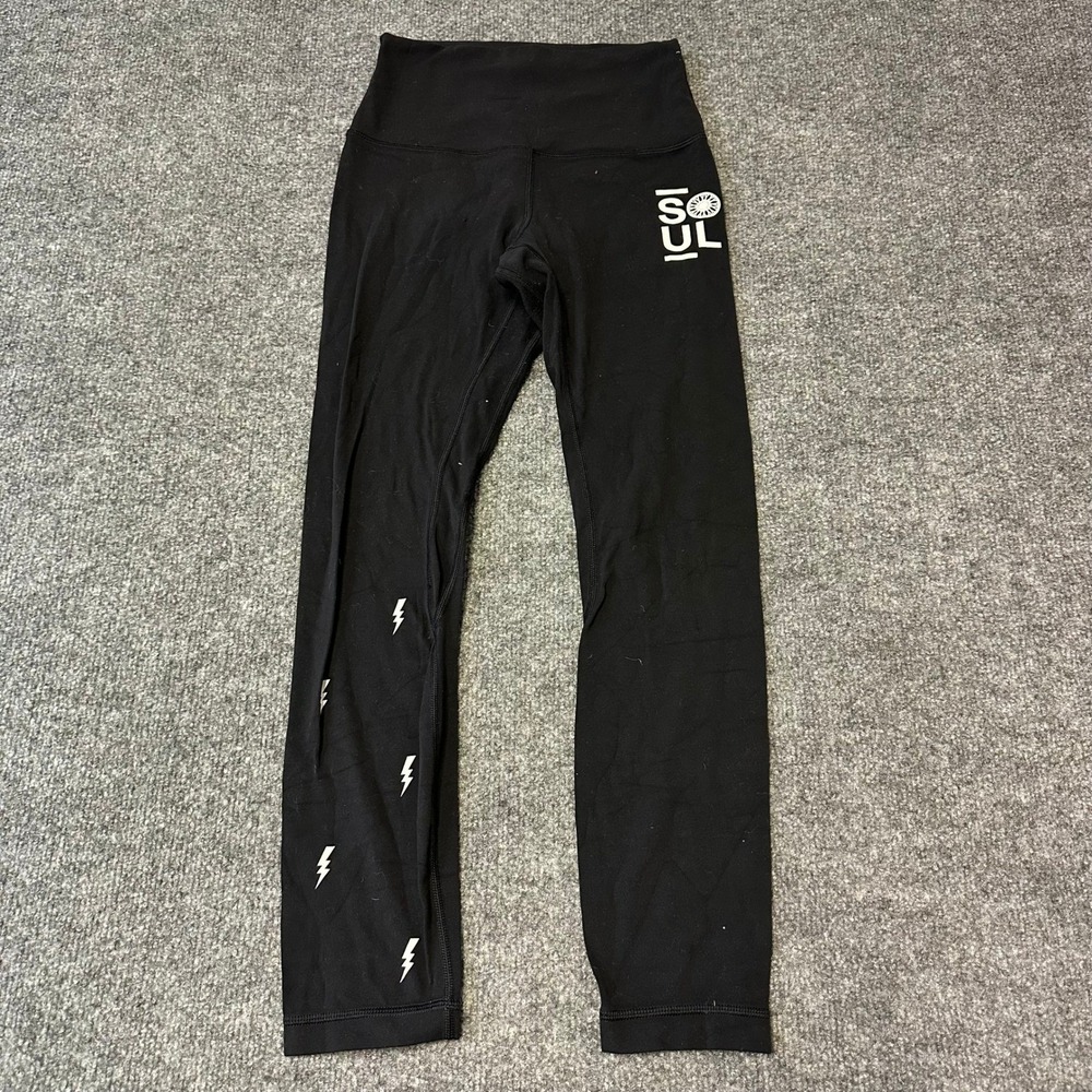Lululemon Leggings Womens Size 4 Black SoulCycle Lightning Bolt High Rise Yoga